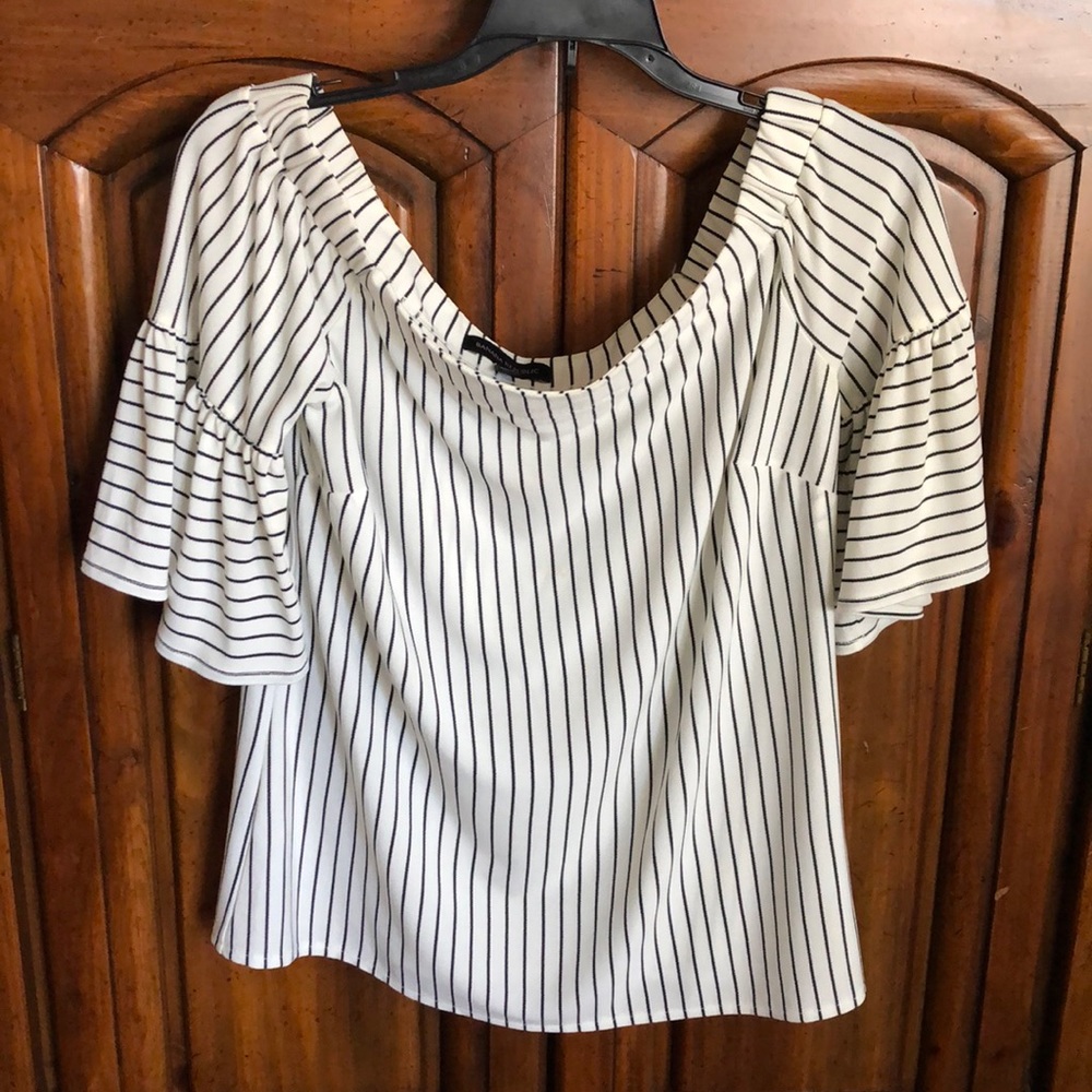 Banana Republic | Off Shoulder Striped Bell Sleeve Top